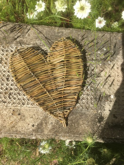 Woven willow heart at Willows Nursery. Buy willow to make.